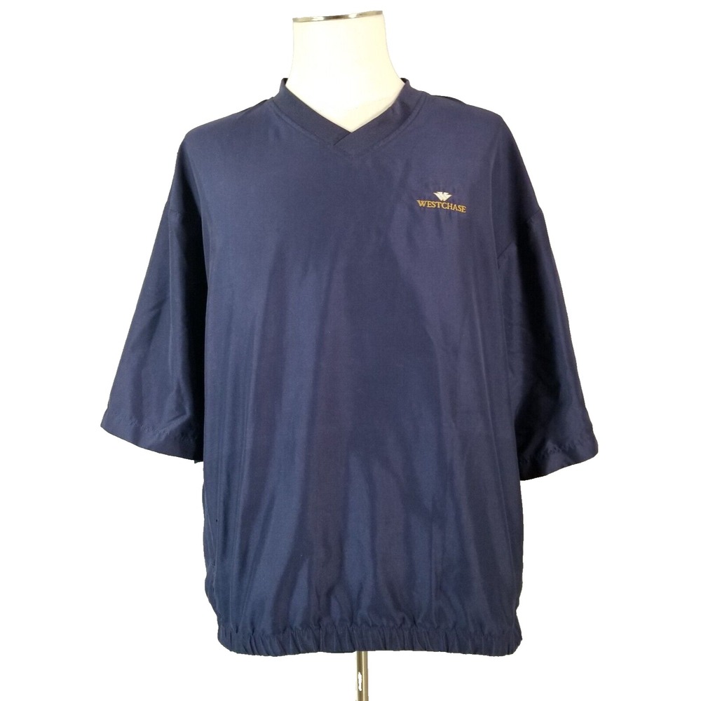 FootJoy Windbreaker Mens Large Blue Golf Shirt Short Sleeve V-Neck Pullover Logo